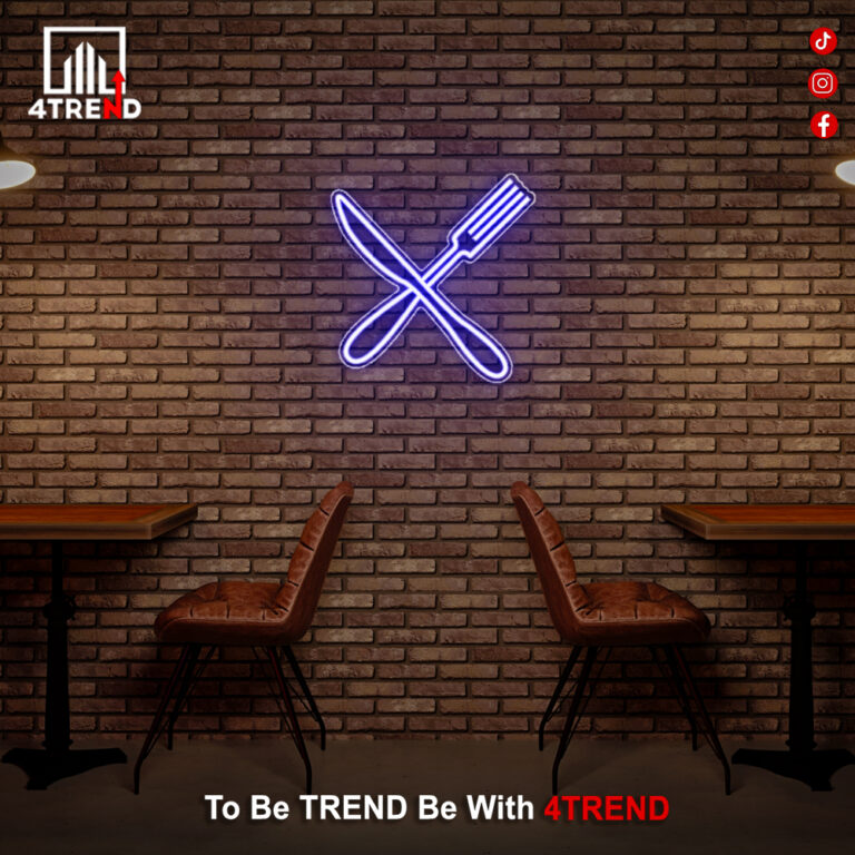 لافتة نيون "شوكة وسكينة"– ديكور للمطاعم