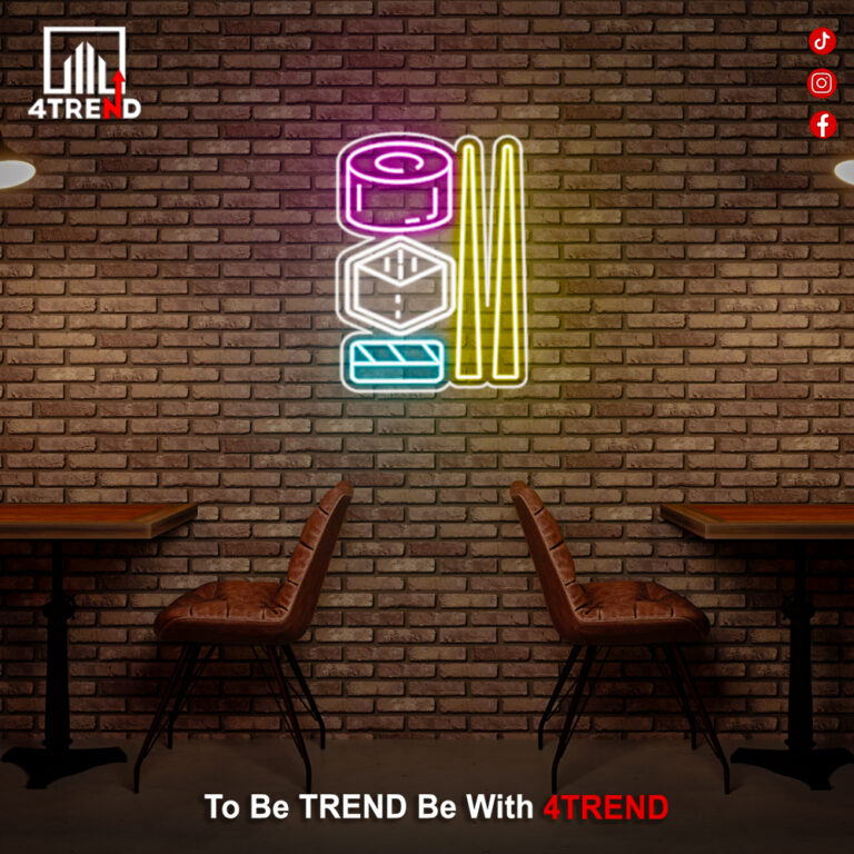 لافتة نيون مضيئة - ديكور لـمطعم سوشي