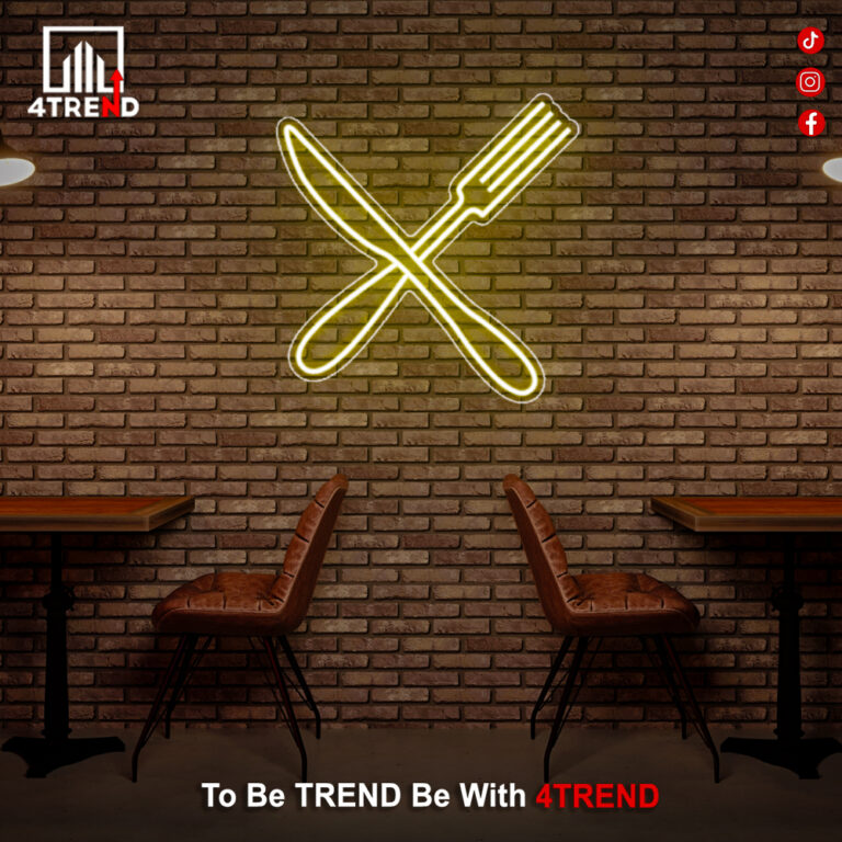 لافتة نيون "شوكة وسكينة"– ديكور للمطاعم