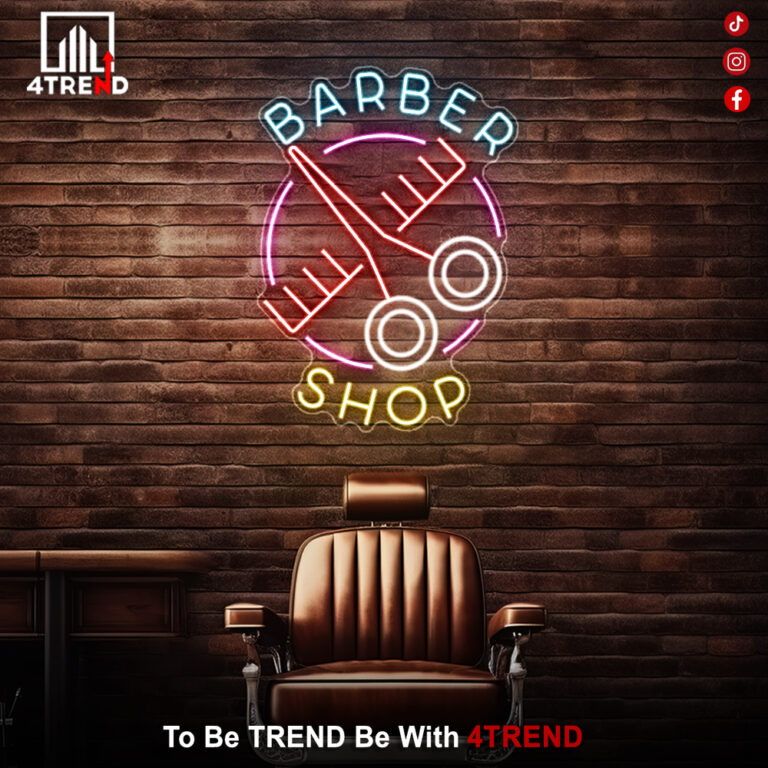 لافتة نيون "Barber shop" – ديكور صالون الحلاقة