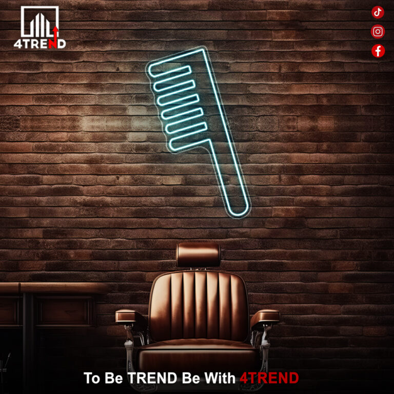 لافتة نيون "مشط" – ديكور صالون الحلاقة