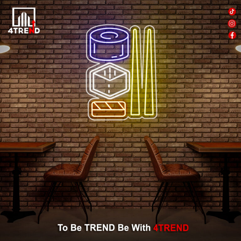 لافتة نيون مضيئة - ديكور لـمطعم سوشي