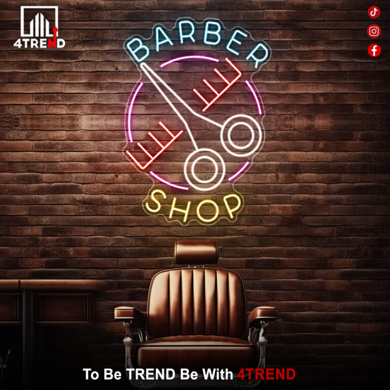لافتة نيون "Barber shop" – ديكور صالون الحلاقة