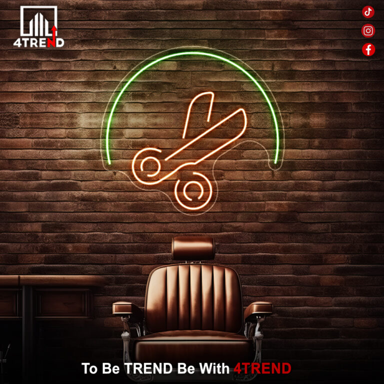 لافتة نيون "مقص" – ديكور صالون الحلاق