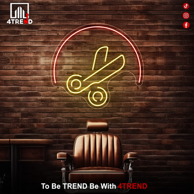 لافتة نيون "مقص" – ديكور صالون الحلاق