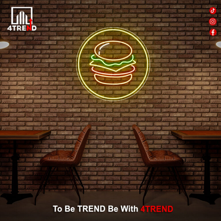 لافتة نيون مضيئة - ديكور لمطعم برجر