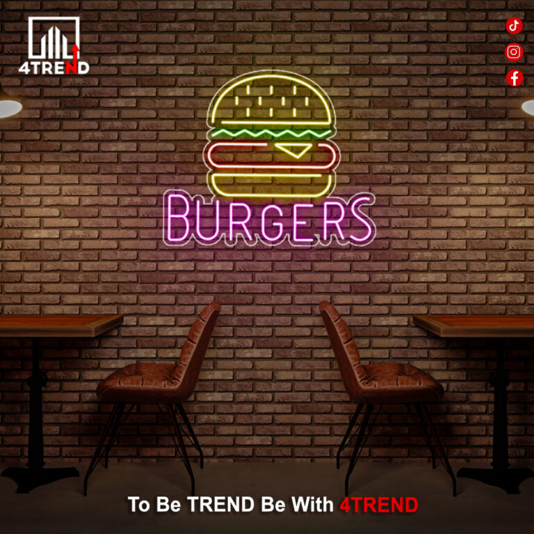 لافتة نيون "Burger"مضيئة - ديكور للمطاعم