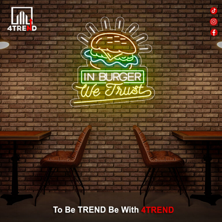 لافتة نيون مضيئة - ديكور لـمطعم برجر