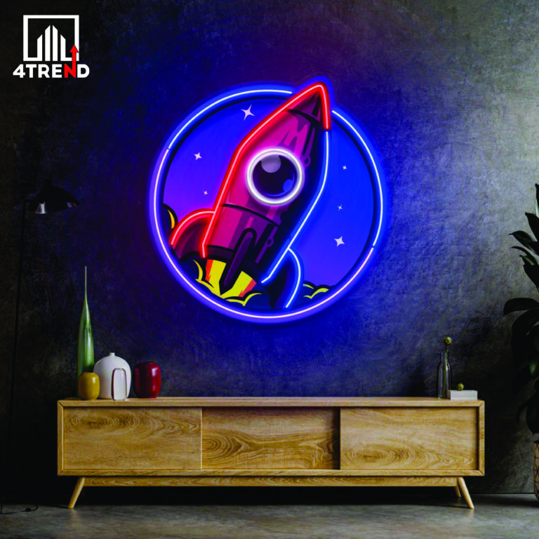 لافتة نيون "Spaceship Rocket Launch Webgalaxy" - لوحة أكريليك
