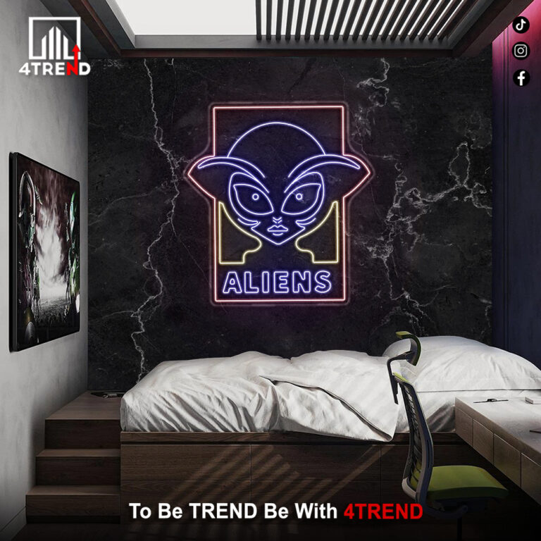 لافتة نيون مضيئة "Aliens" - ديكور غرفة أطفال