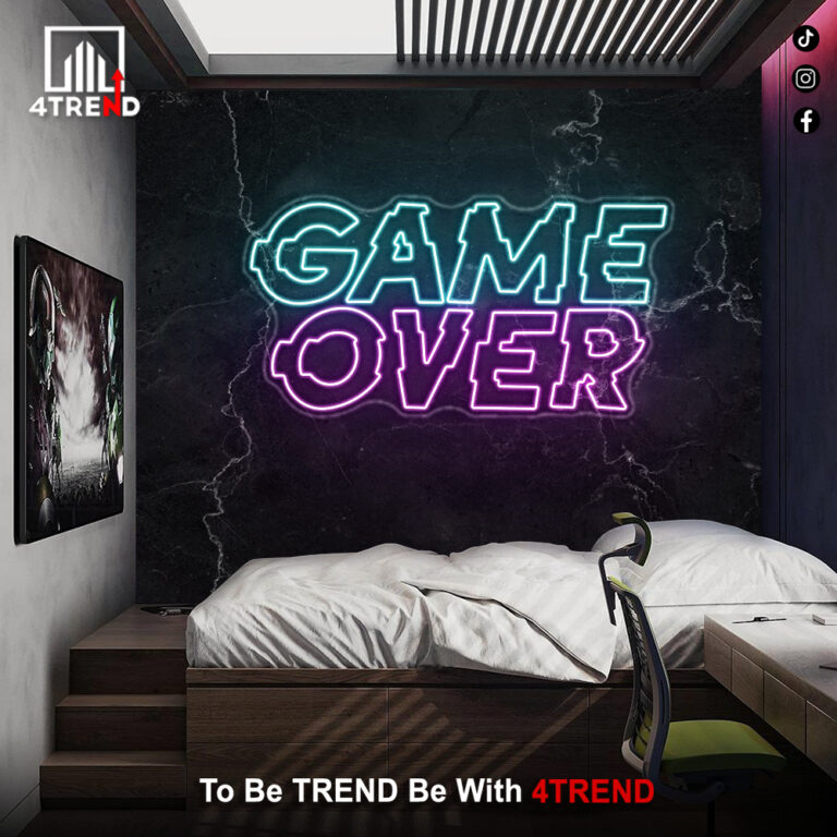 لافتة نيون " Game Over " - ديكور غرفة الألعاب