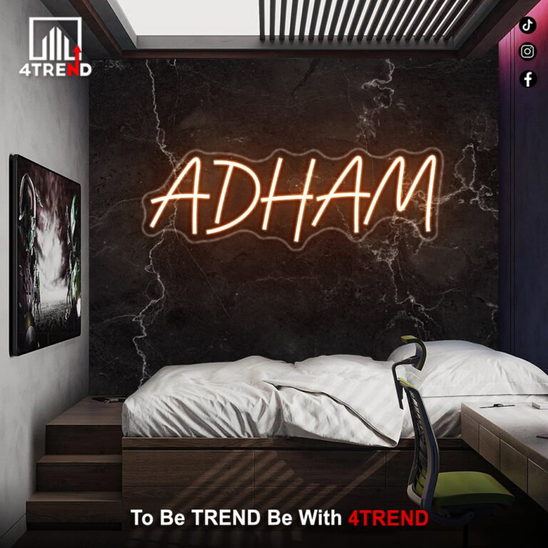 لافتة نيون مضيئة بالأسم “أدهم”