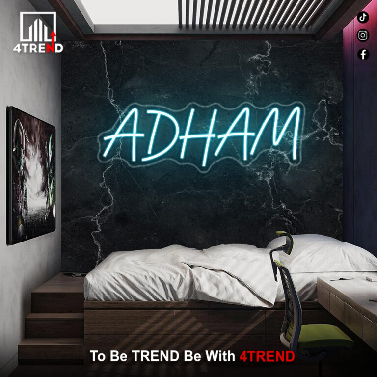 لافتة نيون مضيئة بالأسم “أدهم”