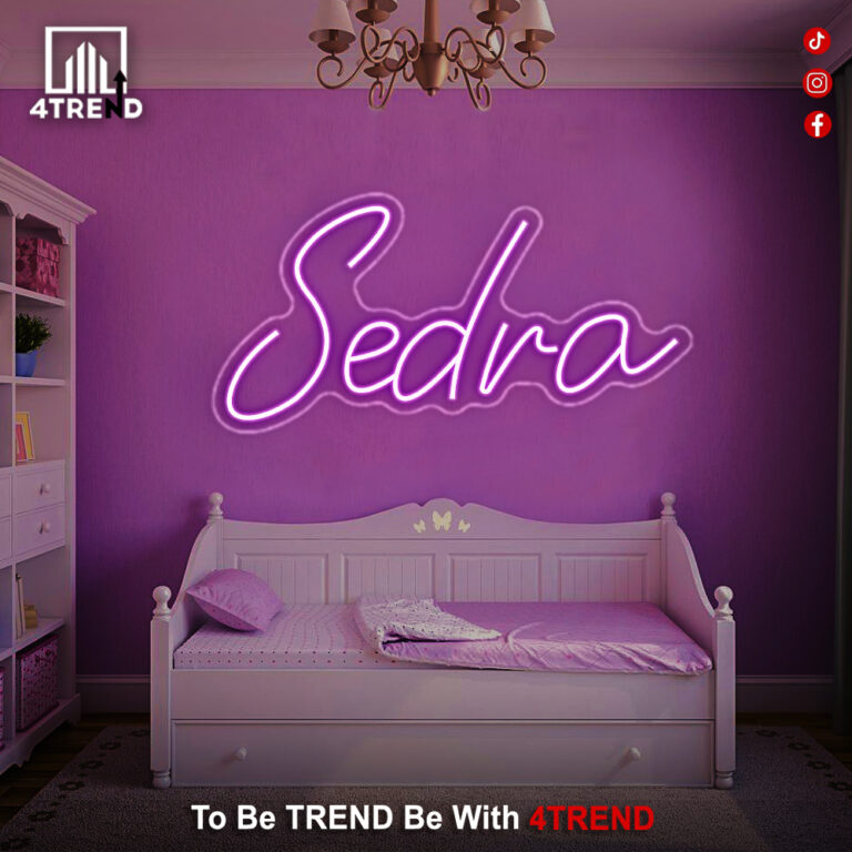 لافتة نيون بالأسم (سيدرا) – ديكور للعرائس