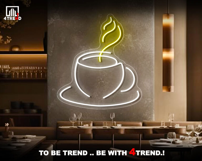 ديكور نيون مضئ "فنجان" لمحلات القهوة و الكافيهات