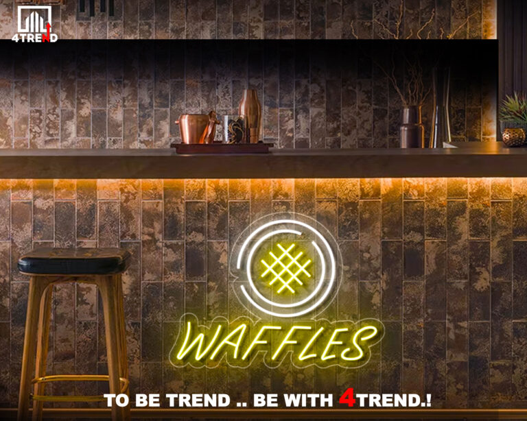 ديكور نيون "Waffles" لعربية وافل او محل وافل