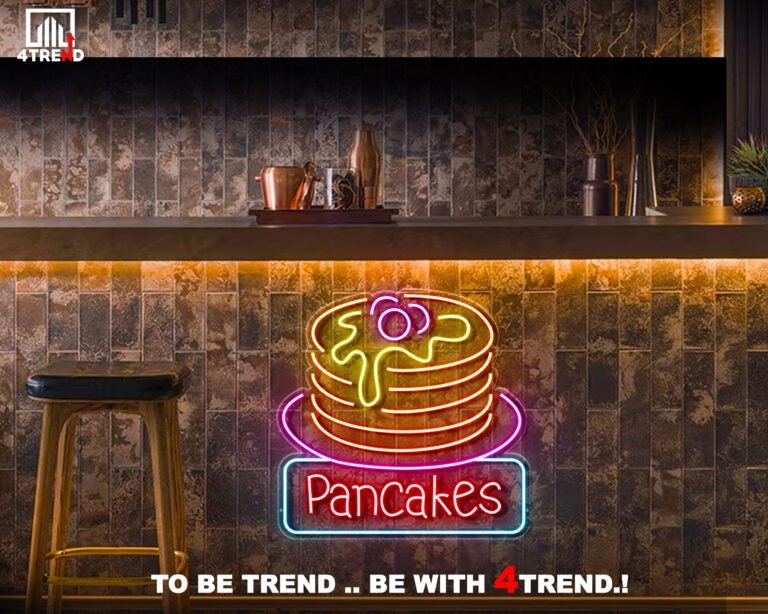 لافتة نيون مضيئة "pancakes"- ديكور محل حلويات