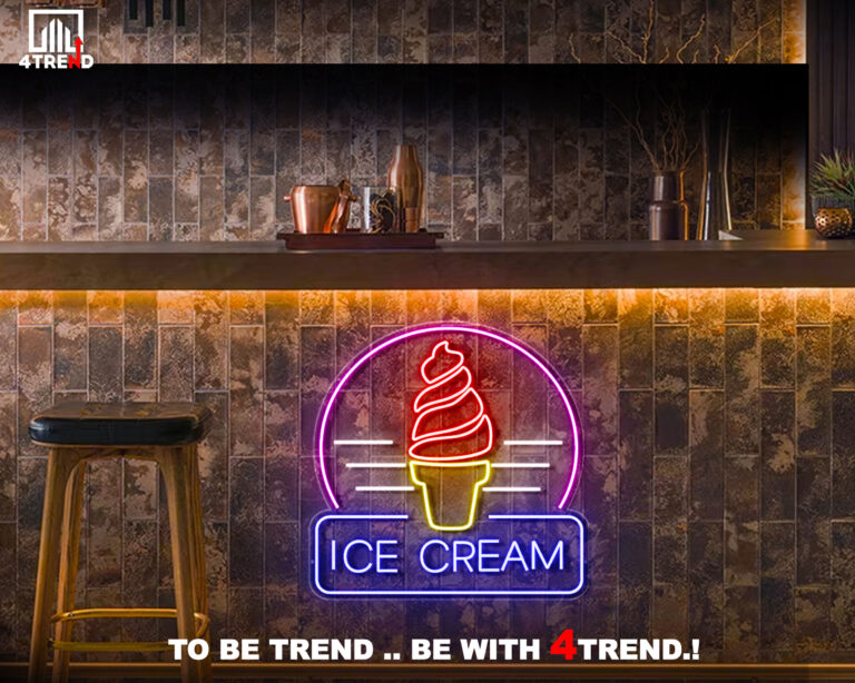 لافتة نيون مضيئة "ice cream"