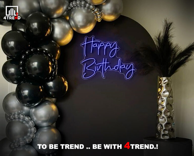 لافتة نيون ليد "happy birthday" ديكور عيد ميلاد