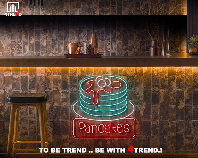 لافتة نيون مضيئة "pancakes"- ديكور محل حلويات