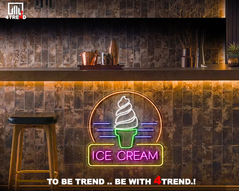 لافتة نيون مضيئة "ice cream"
