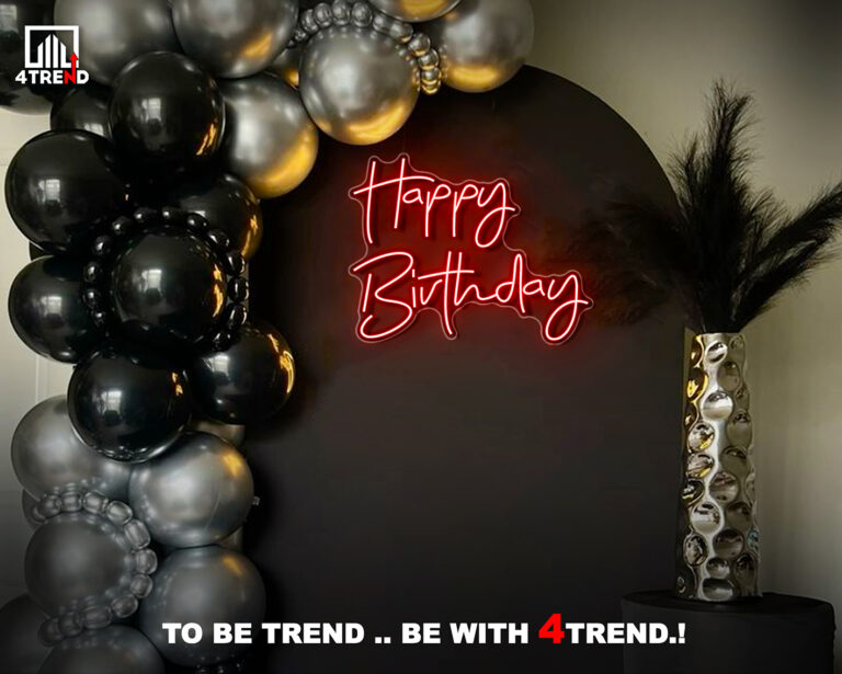 لافتة نيون ليد "happy birthday" ديكور عيد ميلاد